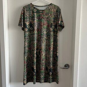 (2for$10) Green Floral Palm Summer Dress